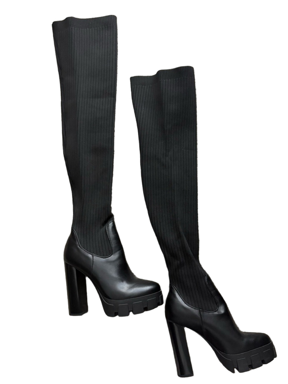 Over-the-Knee Black Platform Heel Boots